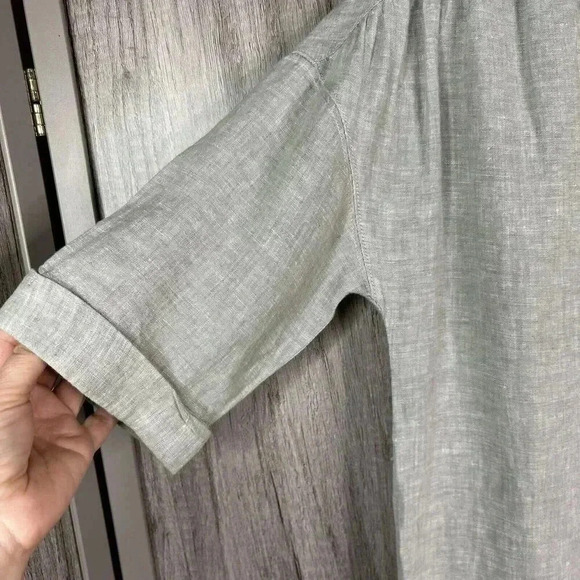 Tahari Shirt Dress Linen Button Down Short Sleeves Collared Sage Color Sz S - Picture 4 of 8